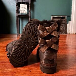 UGG Black Boots with Sparkling Bows